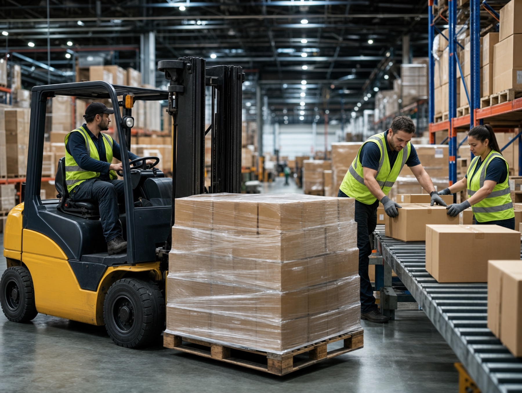 Warehouse team managing distribution and shipment