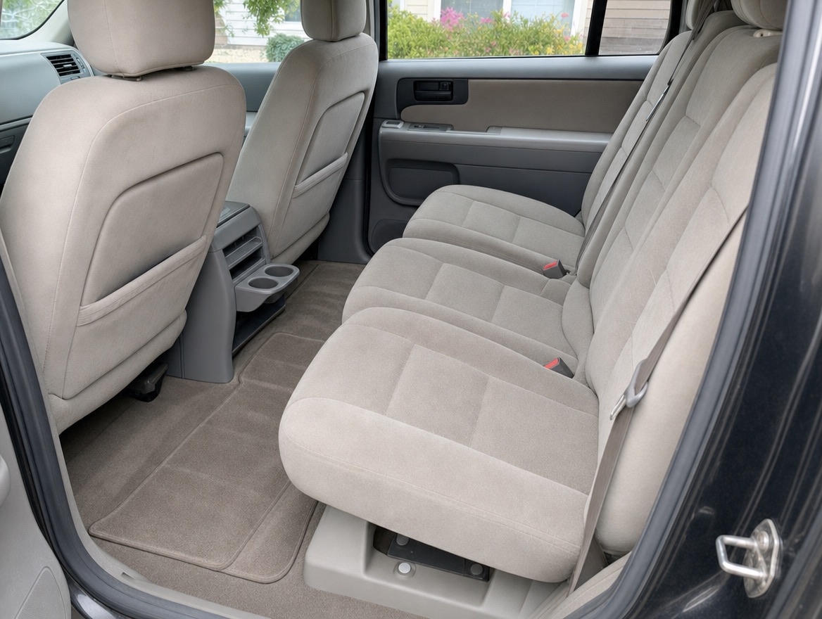 The same back seat after detailing, spotless